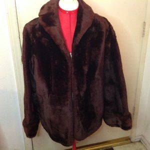 Genuine 50's Brown Mouton Sheared Lamb Fur Jacket Size Small/Medium (Coat #4)